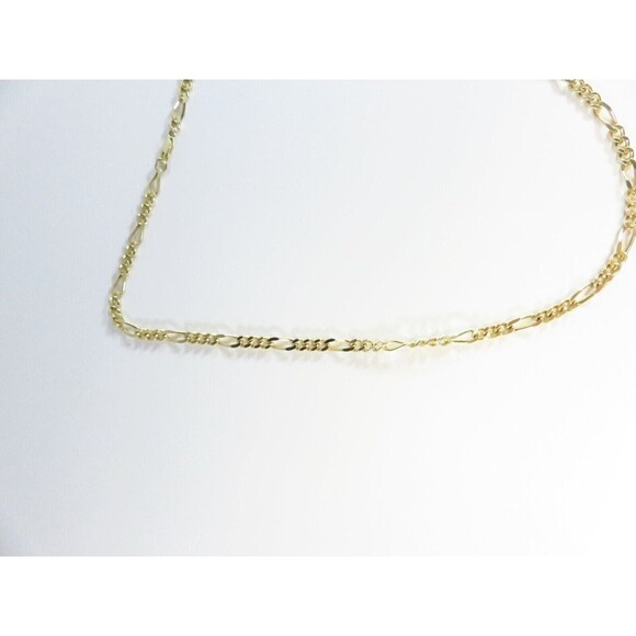 Unisex 925 Gold Gilded Sterling Figaro Chain 20" Long w Lobster Clasp - Picture 5 of 10